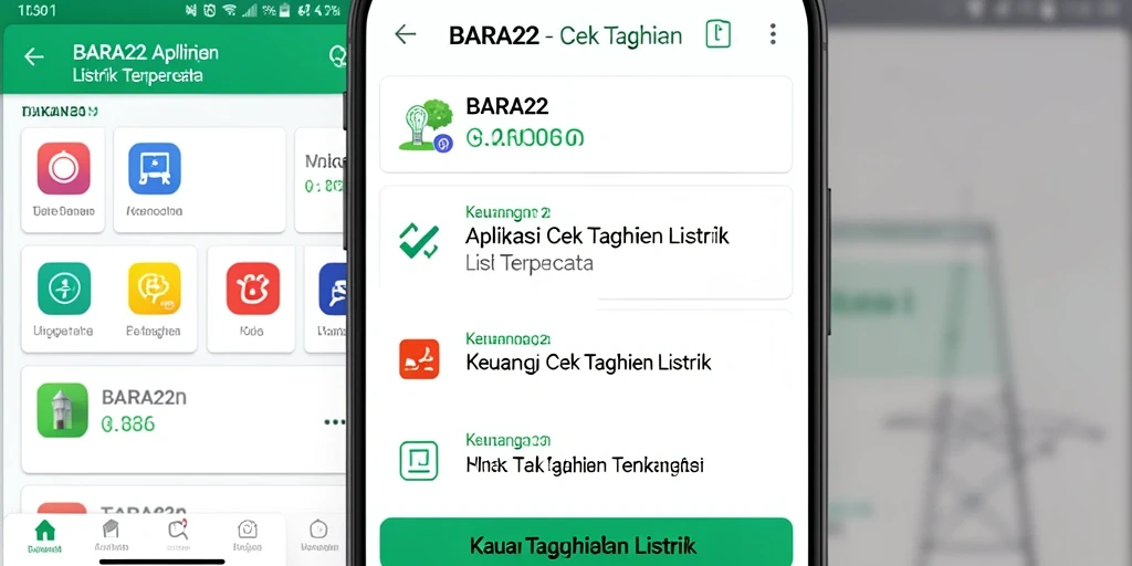 Tampilan antarmuka aplikasi BARA22 untuk cek tagihan listrik.