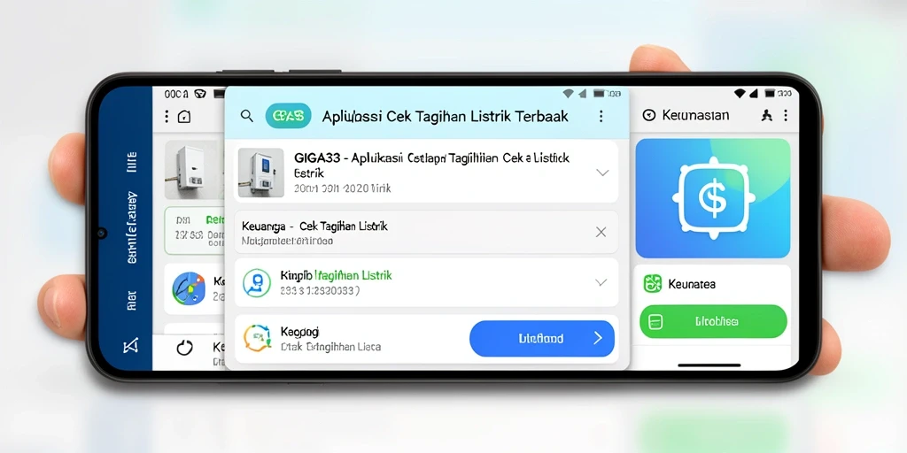 Tampilan antarmuka GIGA33 dengan fitur Cek Tagihan Listrik.