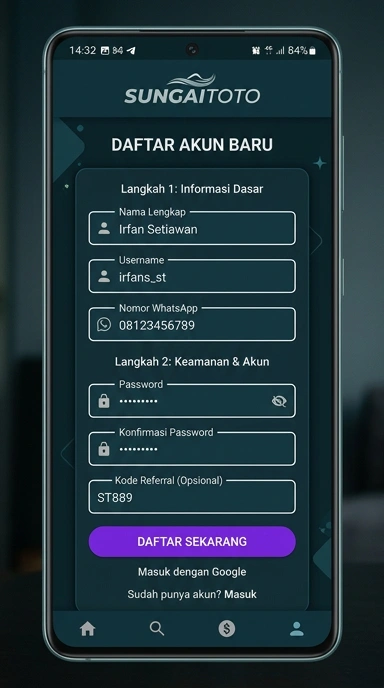 Cara Mudah Registrasi Akun Baru di Sungaitoto